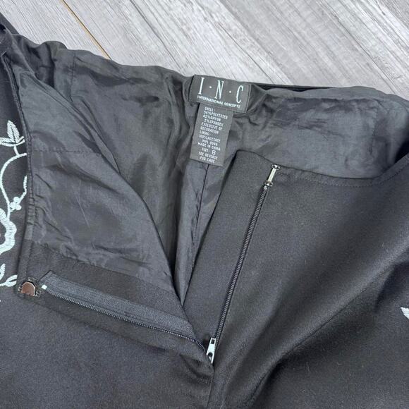 Vintage Y2K Black Embroidered Floral Pants Boho Whimsigoth Flare Size 8 Witchy - Picture 8 of 8